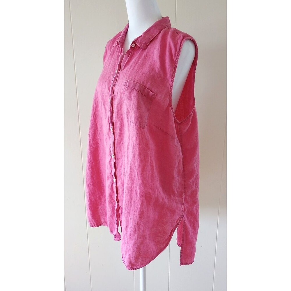 J.Jill Love Linen Tunic Button Front Shirt Pink XL Sleeveless Casual Summer - Picture 5 of 10